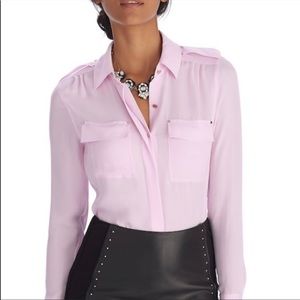 WHBM Silk Button-Up Blouse, Light Rose Color